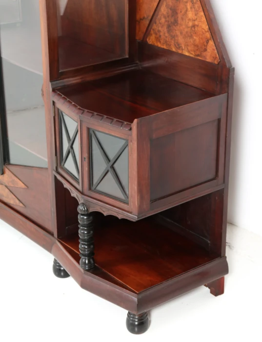 Art Deco Vitrine by Max Coini, Walnut & Burl, Dutch Design, 1920s
